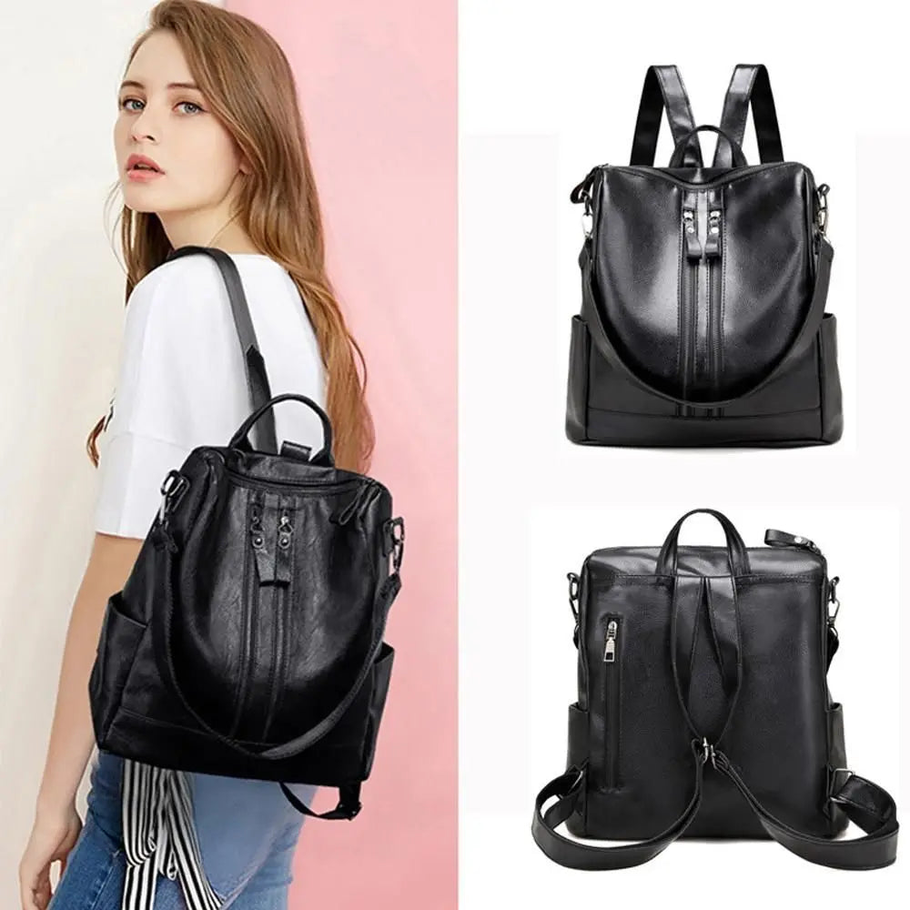 Soft Leather Backpack Commute Travel Shoulder Bag