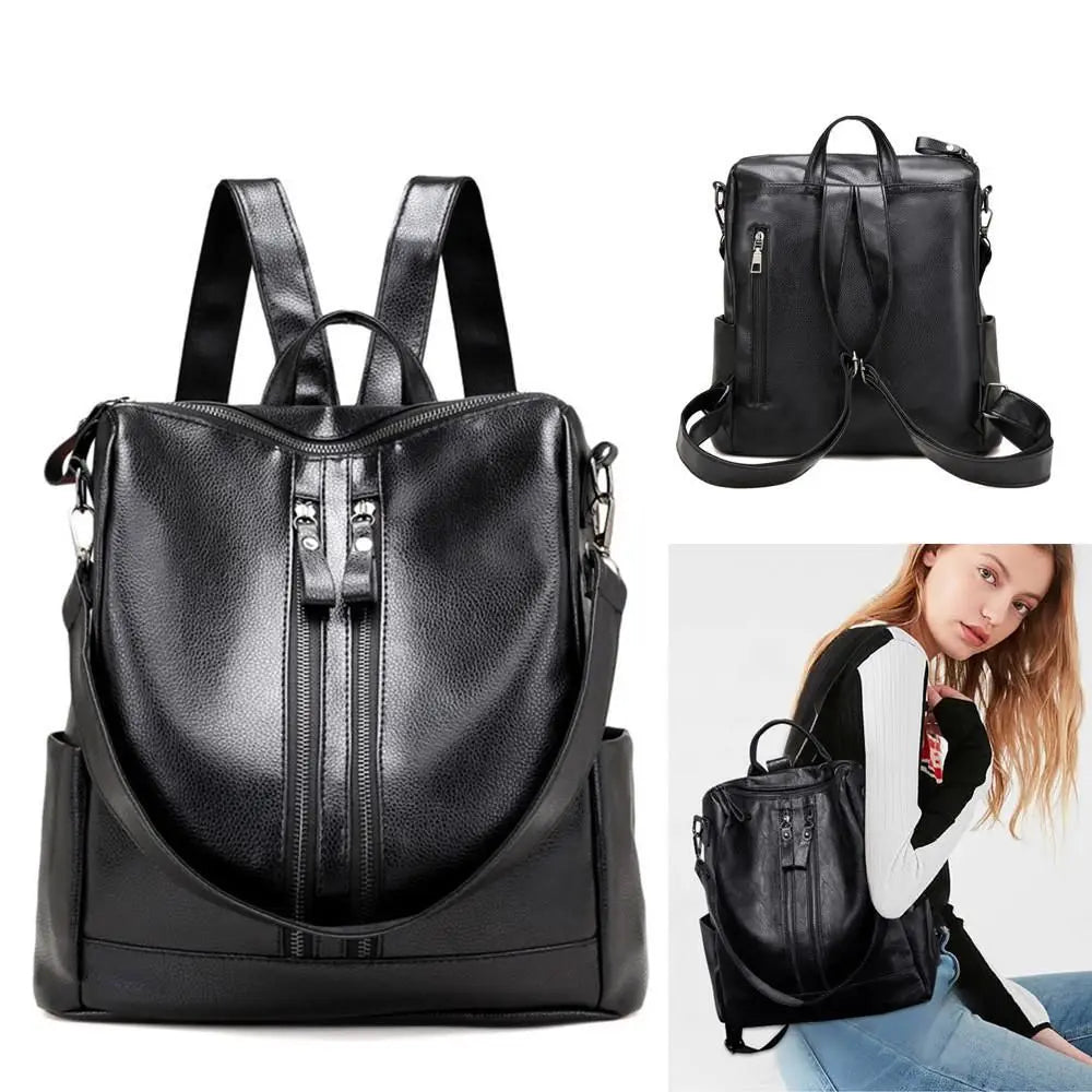 Soft Leather Backpack Commute Travel Shoulder Bag