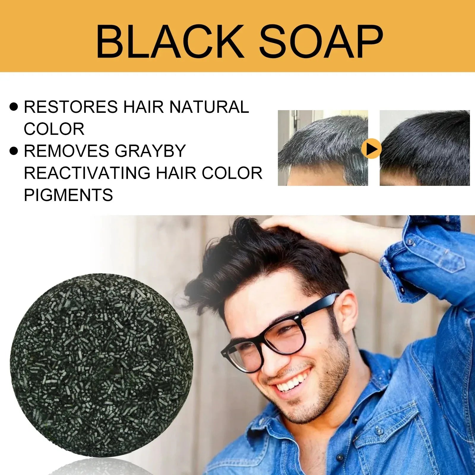 Black Hair Soap Grey-Be-Gone Revival Darkening Rejuvenating