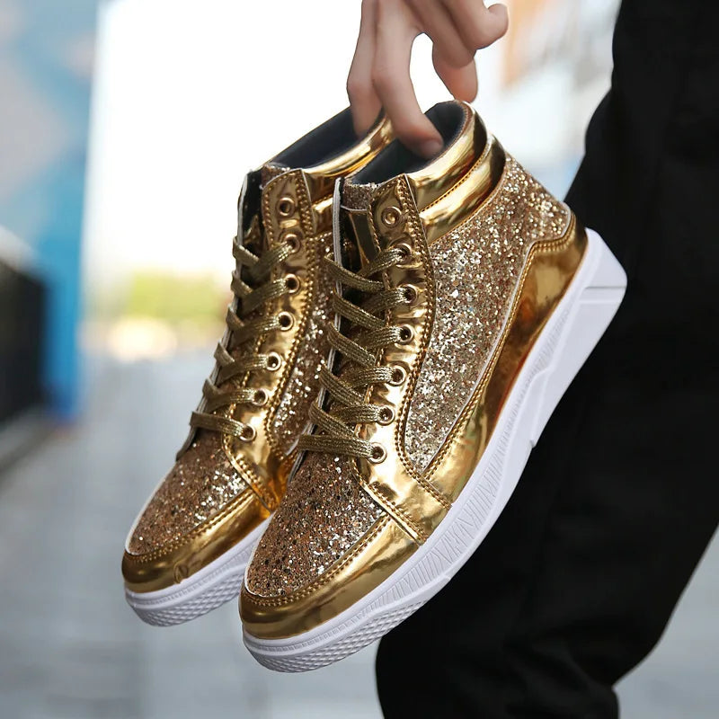 High Top Sneakers Luxury Glitter Boots
