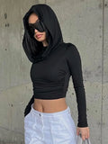 Hoodie Crop Top Lightweight Sporty Hooded