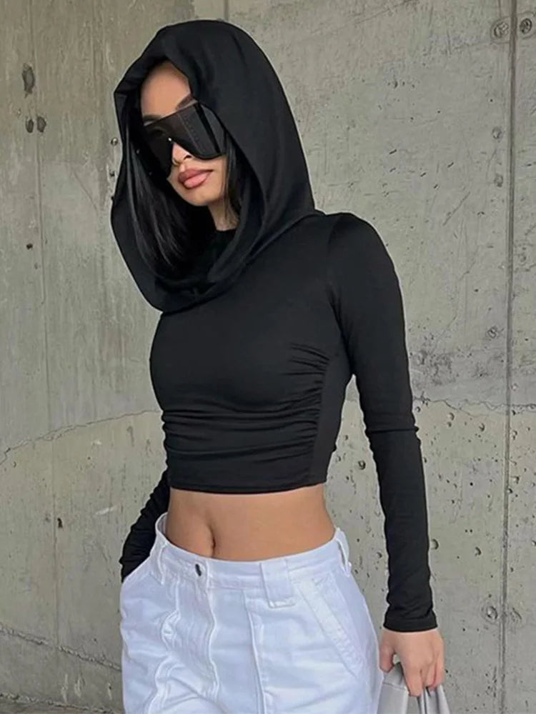 Hoodie Crop Top Lightweight Sporty Hooded