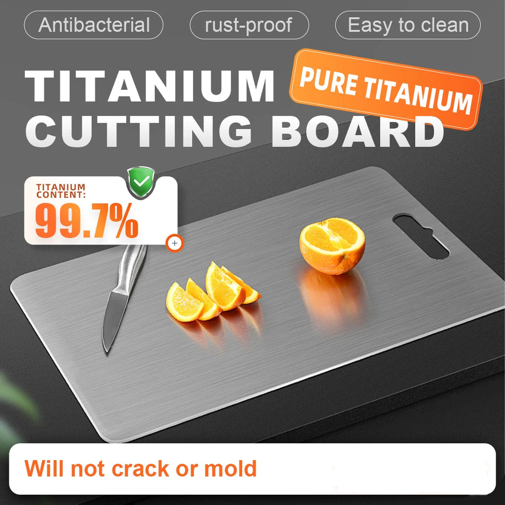 Titanium Cutting Board Food-Safe Antibacterial Odourless Knife-Safe