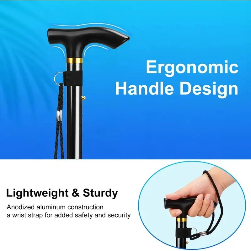 Foldable Walking Stick Adjustable Lightweight Aluminium Cane
