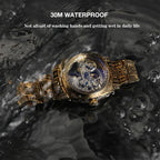 Statement Skeleton Mechanical Watch Stainless Steel Bronze Strap