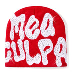 Mea Culpa Beanie With Rhinestones Warm Slouchy Cap