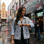 Women's Floral Lace Embroidered Patchwork Denim Jacket