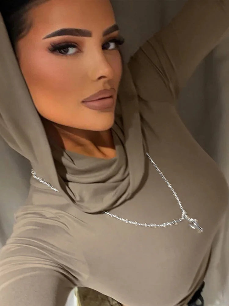 Hoodie Crop Top Lightweight Sporty Hooded