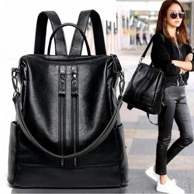 Soft Leather Backpack Commute Travel Shoulder Bag