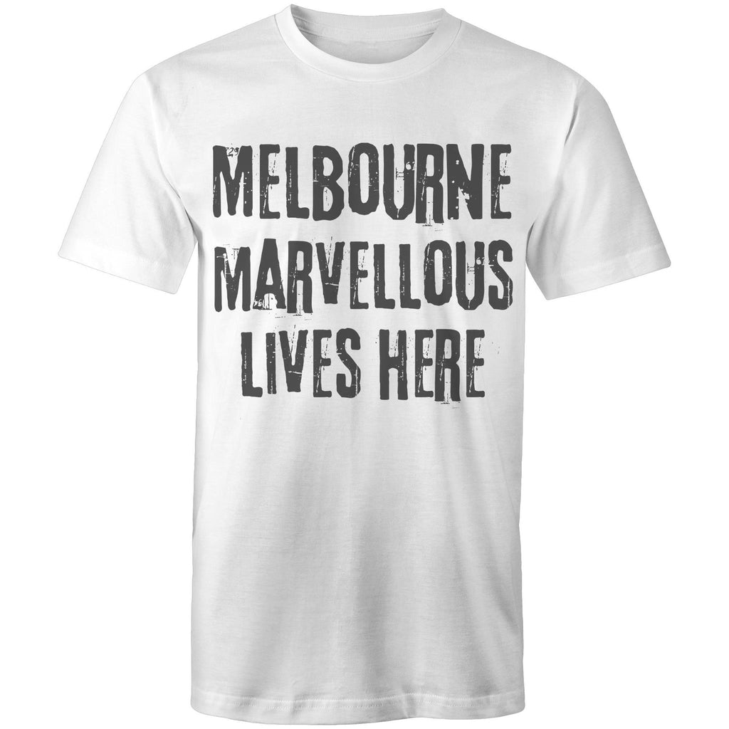 Men's Melbourne T-shirt "Marvellous lives here" - Slogan Tee Plus Sizes