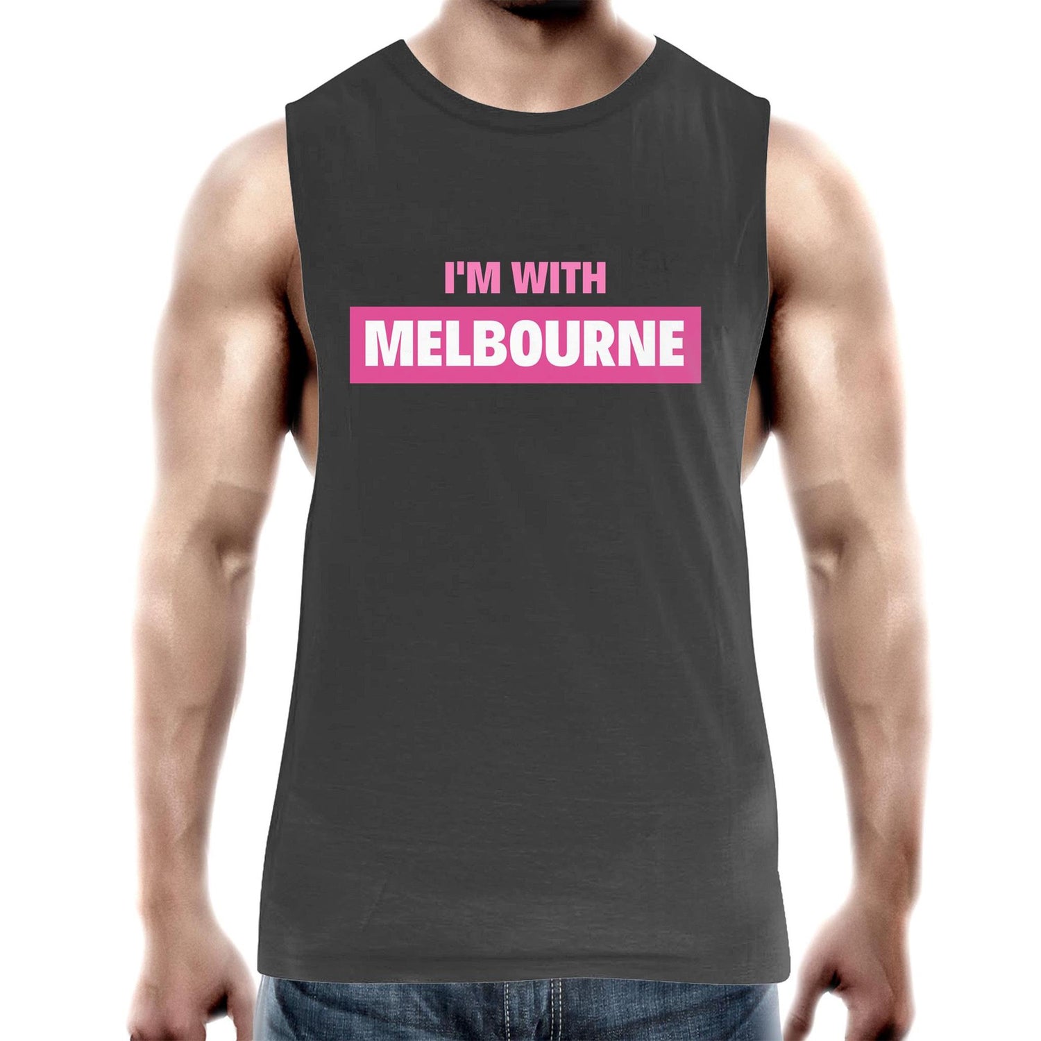 Men's Tank Top "I'm With Melbourne" - Workout Gym Wear Singlet