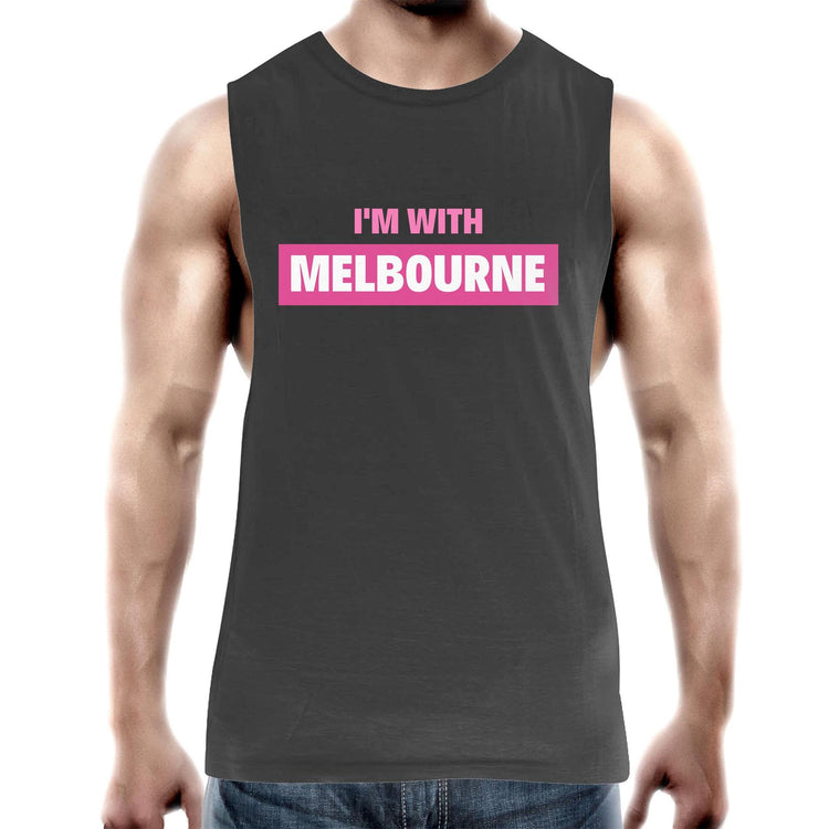 Men's Tank Top "I'm With Melbourne" - Workout Gym Wear Singlet