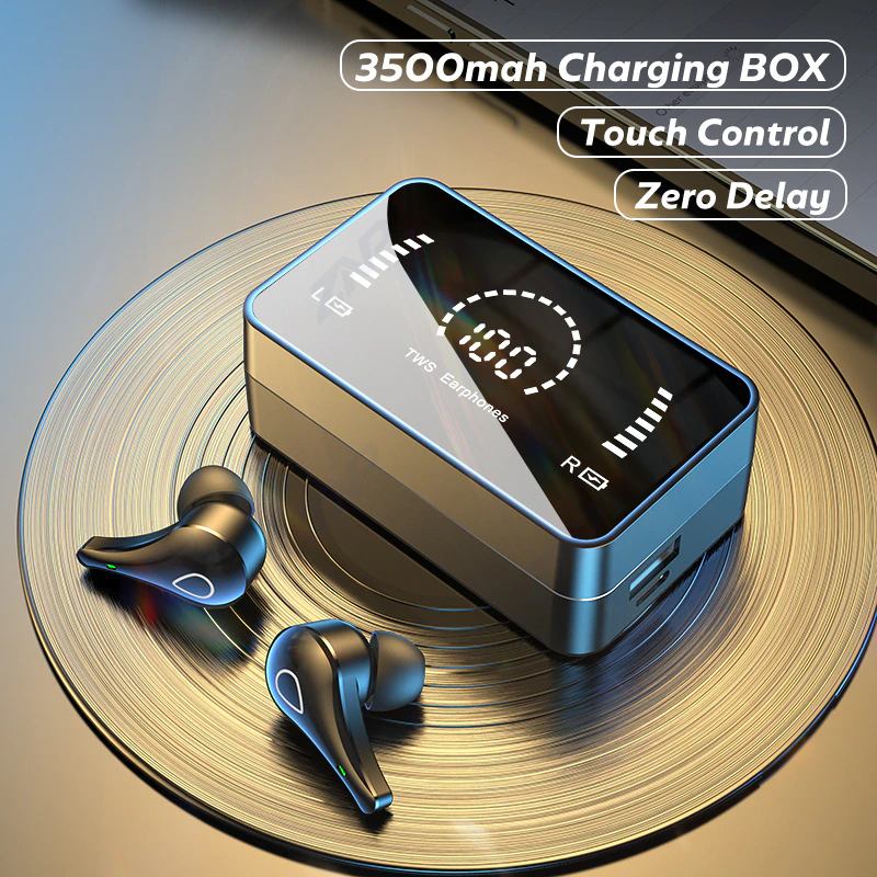 Earbuds Wireless Earphones With Long-Lasting 3500mAh Mirror Case Fast Charging