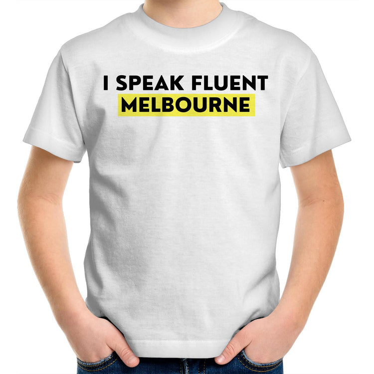 Funny T-shirt "I speak fluent Melbourne" - Kids Boys & Girls Youth Crew Tee