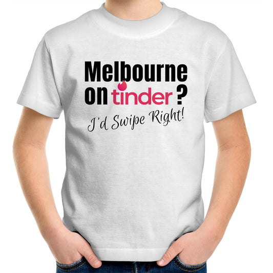 Funny Kids T-shirt "Melbourne on Tinder? I'd Swipe Right" - Slogan Youth Tee