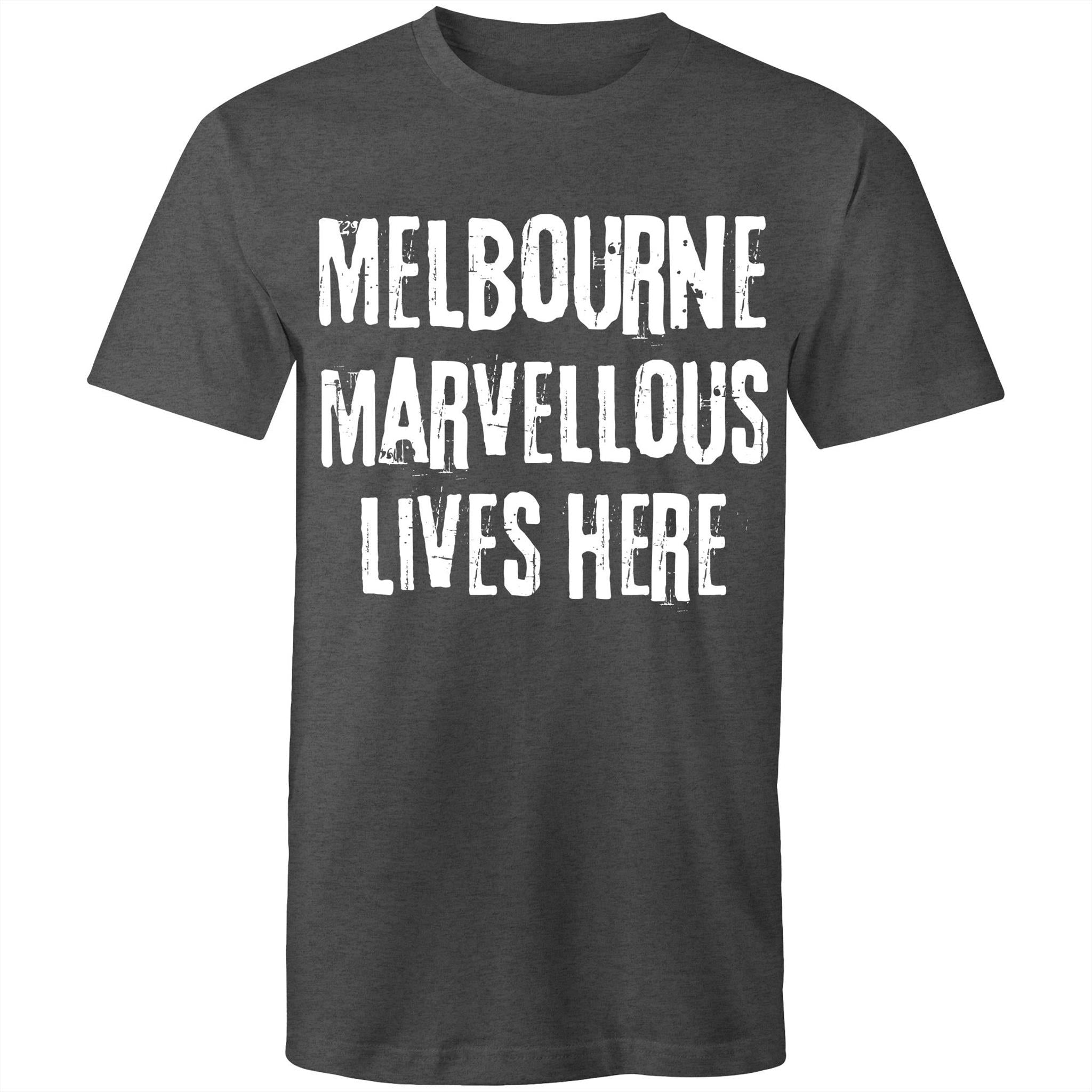Men's Melbourne T-shirt "Marvellous lives here" - Slogan Tee Plus Sizes