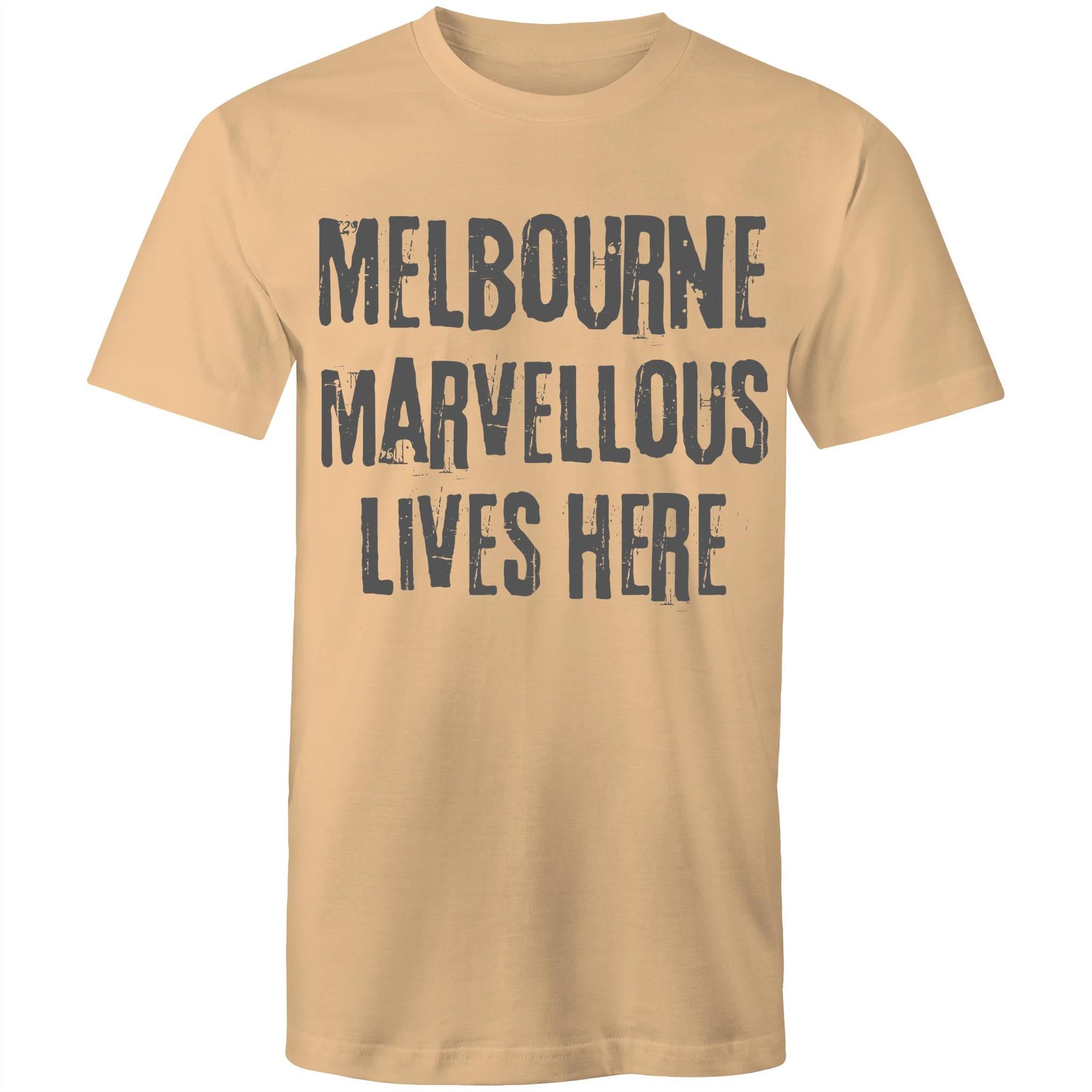 Men's Melbourne T-shirt "Marvellous lives here" - Slogan Tee Plus Sizes