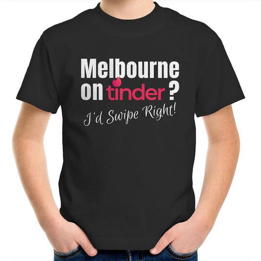 Funny Kids T-shirt "Melbourne on Tinder? I'd Swipe Right" - Slogan Youth Tee