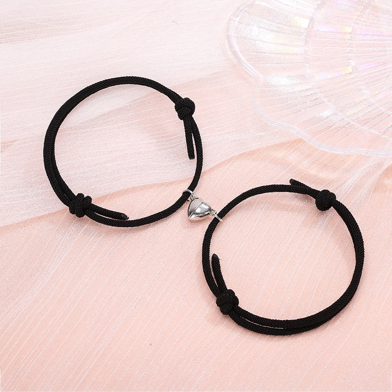 2pcs Bracelet Love Locket Couples Magnetic Heart Lovers Friendship Dating Jewelry