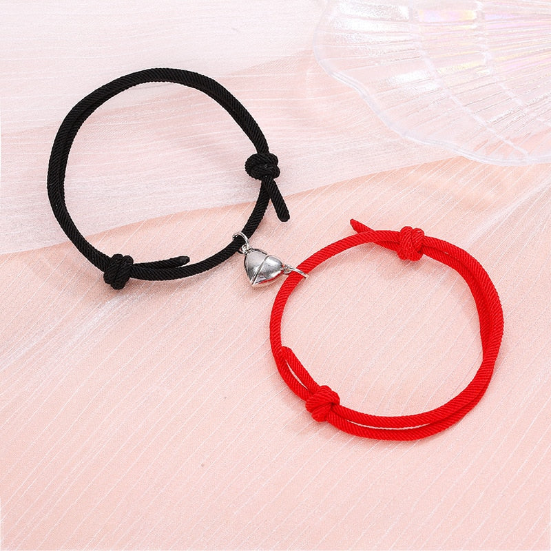 2pcs Bracelet Love Locket Couples Magnetic Heart Lovers Friendship Dating Jewelry