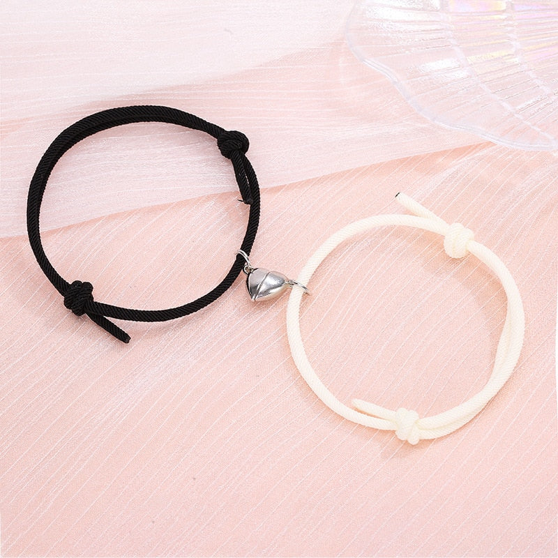 2pcs Bracelet Love Locket Couples Magnetic Heart Lovers Friendship Dating Jewelry