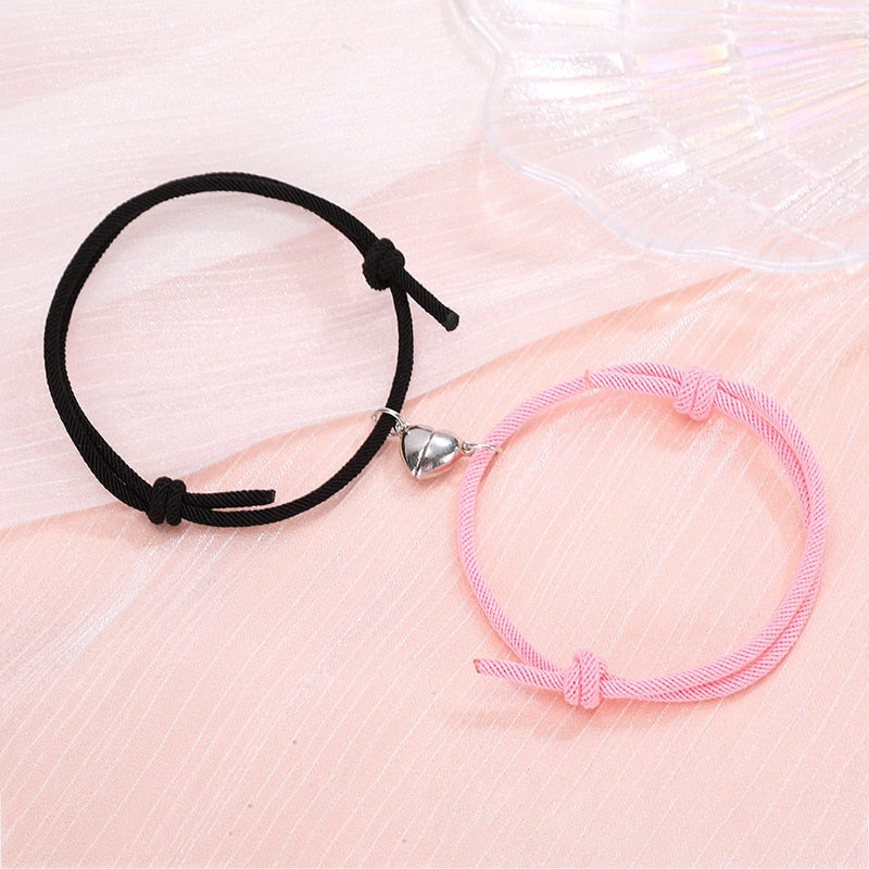 2pcs Bracelet Love Locket Couples Magnetic Heart Lovers Friendship Dating Jewelry