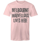 Men's Melbourne T-shirt "Marvellous lives here" - Slogan Tee Plus Sizes