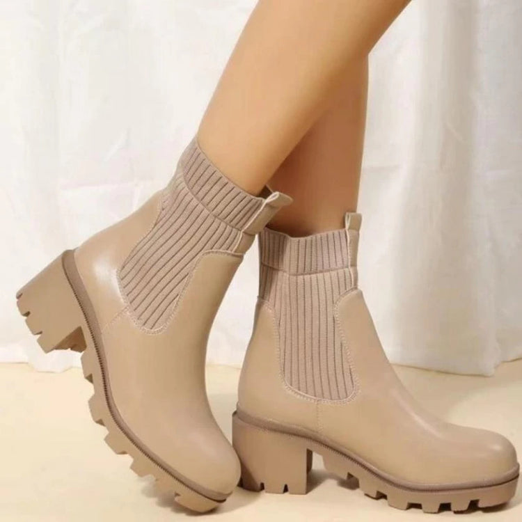 Chelsea Ankle Platform Boots Chunky Sock Slip Ons Women's