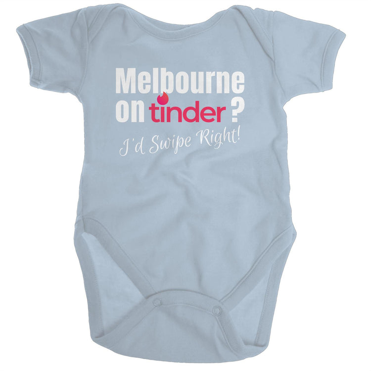 Baby One-Piece "Melbourne on Tinder? I'd swipe right" - Funny Toddler Jump Suit Romper