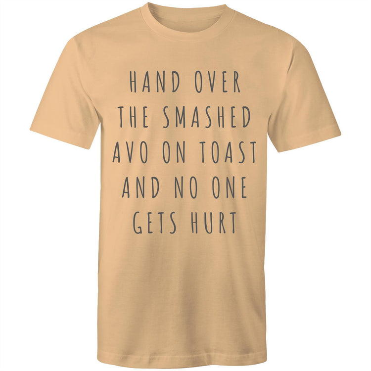 Funny Men's T-shirt "Hand Over The Smashed Avo & No One Gets Hurt" - Melbourne Slogan Tee