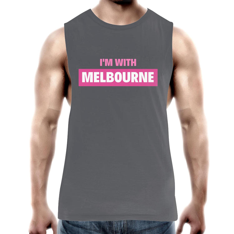 Men's Tank Top "I'm With Melbourne" - Workout Gym Wear Singlet