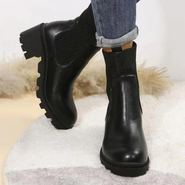 Chelsea Ankle Platform Boots Chunky Sock Slip Ons Women's