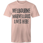 Men's Melbourne T-shirt "Marvellous lives here" - Slogan Tee Plus Sizes