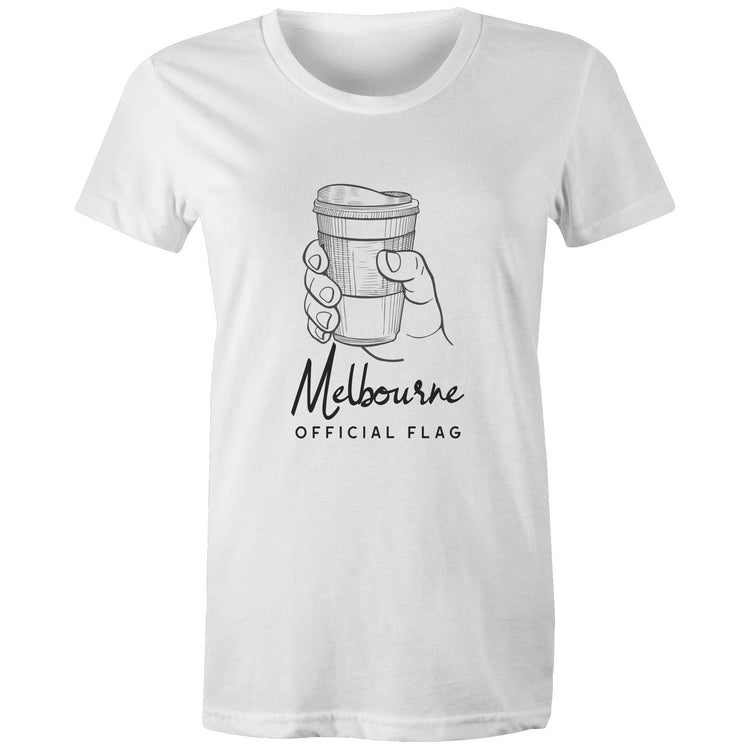 "Melbourne City Official Flag" (take away coffee cup) Funny T-shirt - Women's Top