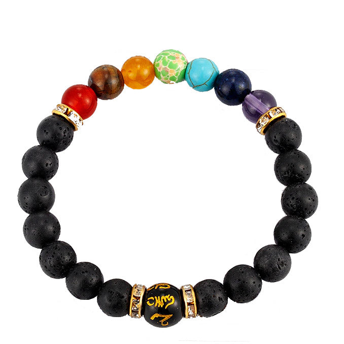 7 Chakra Bracelet Yoga Meditation Energy Power Lava Stones