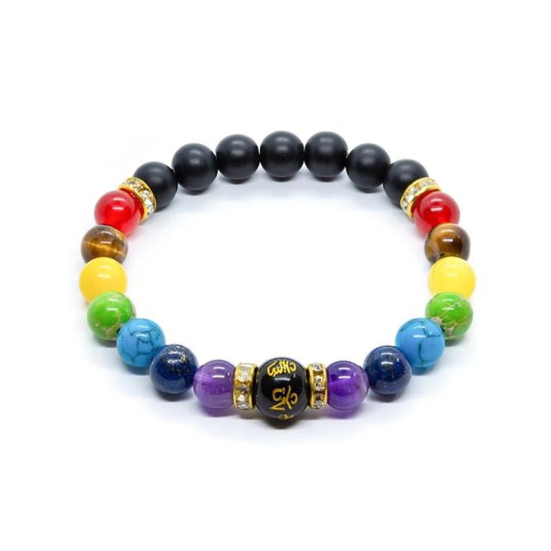 7 Chakra Bracelet Yoga Meditation Energy Power Lava Stones