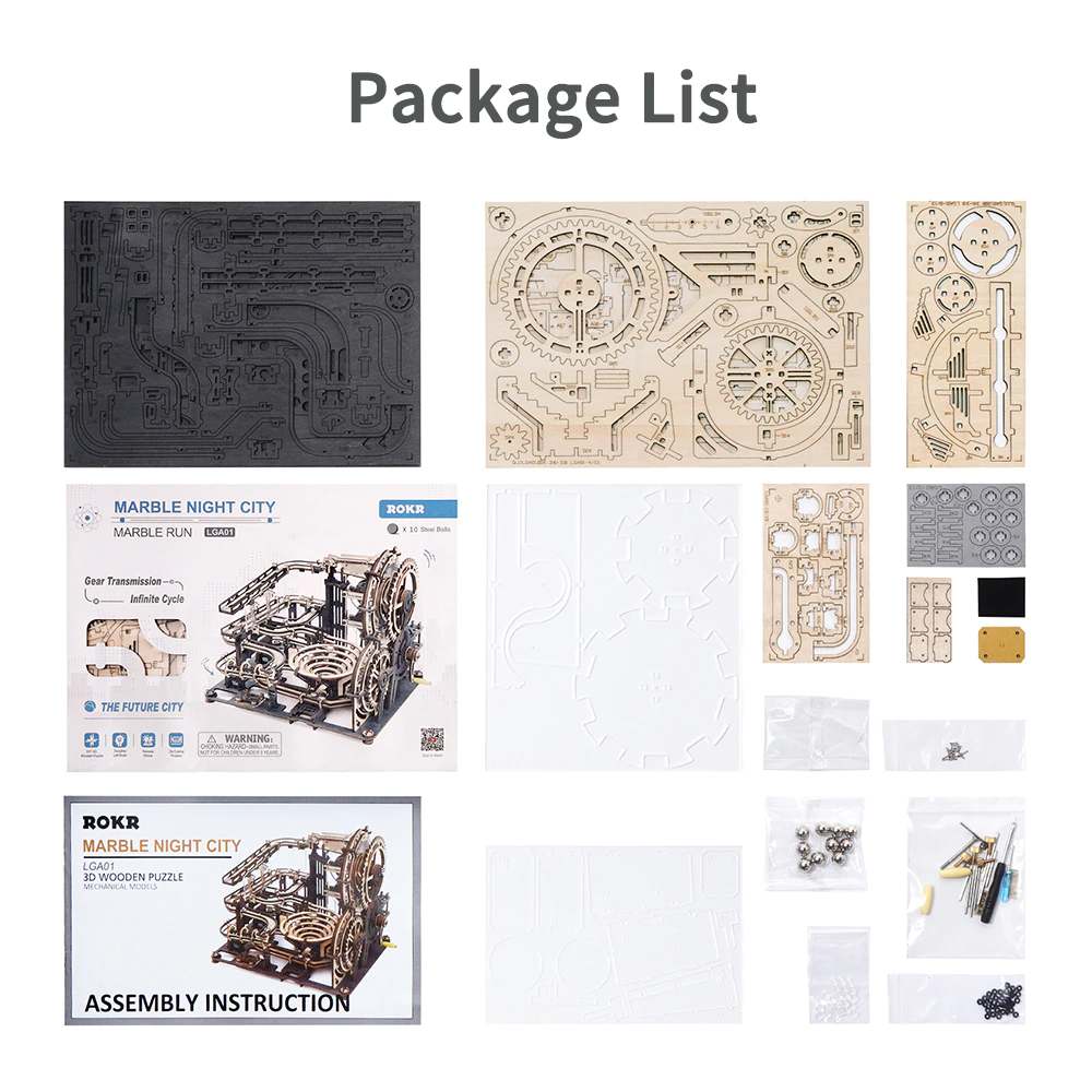 Kids Educational Brain Toy Night City 3D Puzzle Marble Maze Run DIY Assembly Ages 14+