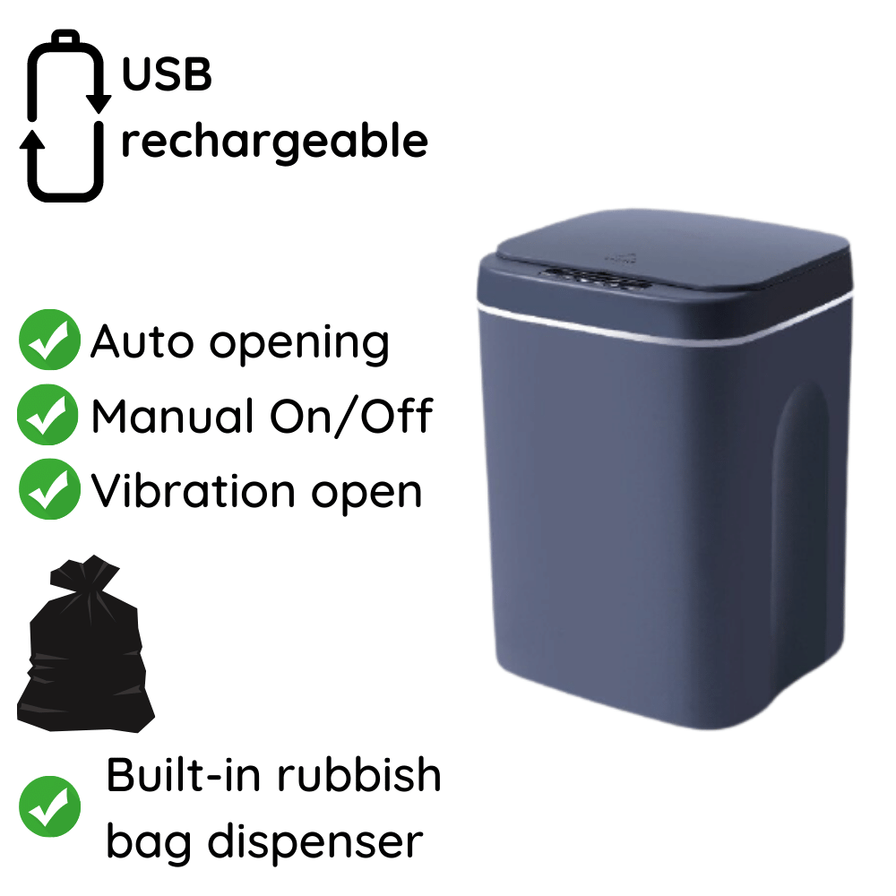 Automatic Rubbish Bin Touchless Motion Sensor Hands Free Trash Can USB Rechargeable