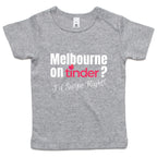 Funny Baby T-shirt Slogan "Melbourne on Tinder? I'd Swipe Right"