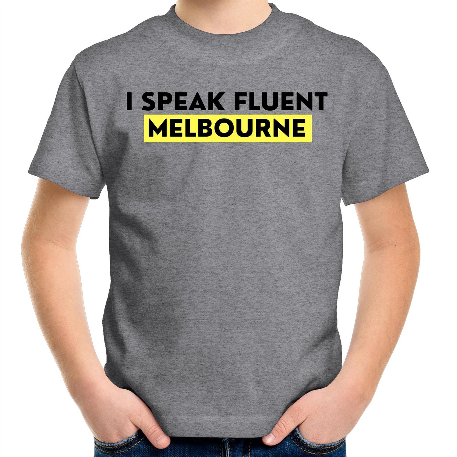 Funny T-shirt "I speak fluent Melbourne" - Kids Boys & Girls Youth Crew Tee