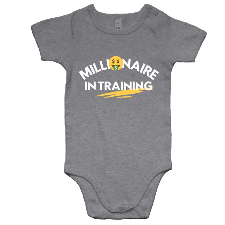 Funny Baby Romper "Millionaire In Training" - Slogan Mini Me Baby One-Piece