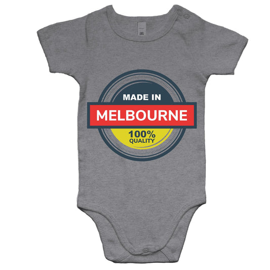 Funny Baby Romer "Made in Melbourne - 100% Quality" - Slogan Mini Me Toddler Onesie