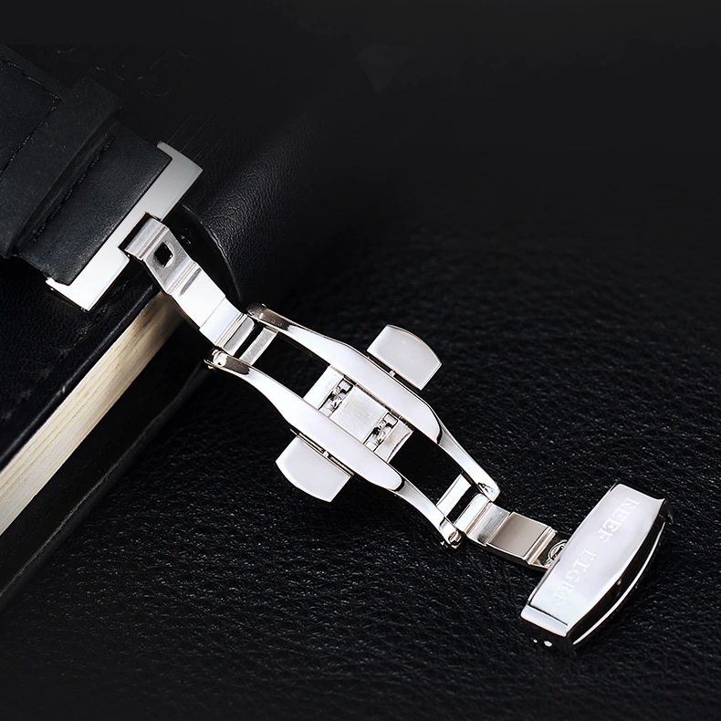 Luxury Skeleton Steel Watch With Sapphire Crystal Dome Face