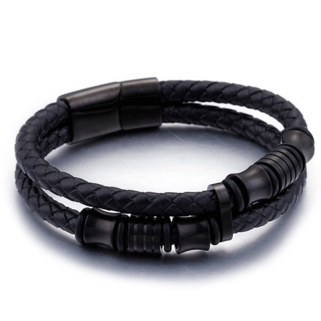 Fashion Bracelet Magnetic-Clasp Double-Layer Woven Leather Jewellery