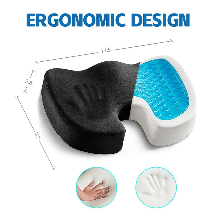 Seat Cushion Premium Cooling Gel Memory Foam Office Chair Lumbar Support Back Pain Relief