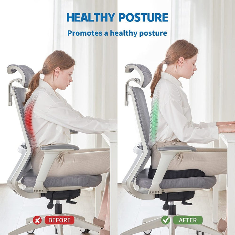 Seat Cushion Premium Cooling Gel Memory Foam Office Chair Lumbar Support Back Pain Relief