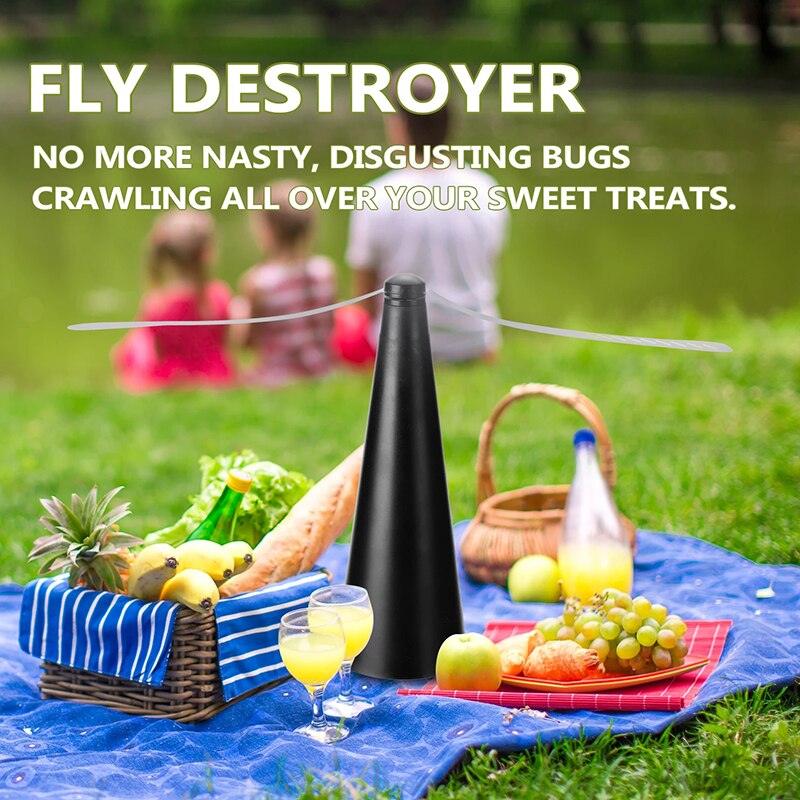 Fly Bugs Fan Protect Food Safe Spinning Swatter Soft Blades Portable Picnic Tool