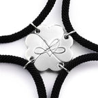4pcs Set Four-Leaf Clover Friendship Bracelet Magnetic Locket Good Luck Charm