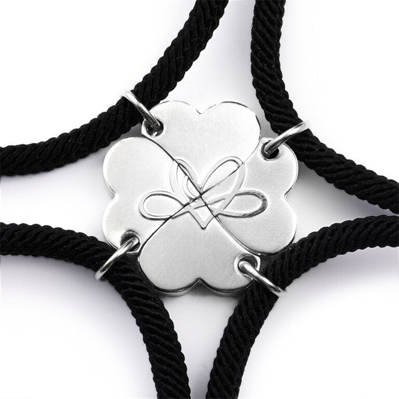 4pcs/Set Four-Leaf Clover Friendship Bracelet Magnetic Locket Good Luck Charm