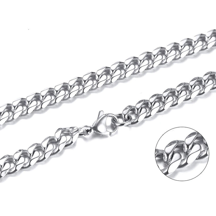 Necklace With Diamond-Cut Chunky Choker Stainless Steel Links 3mm to 7mm